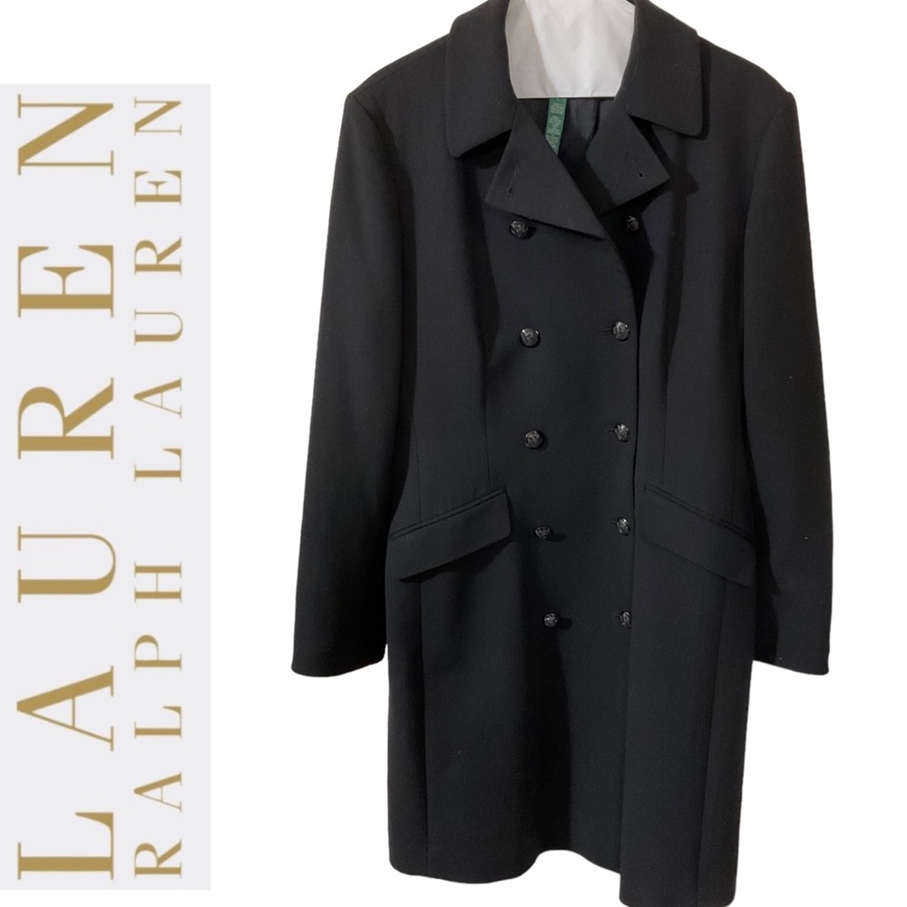 Lauren Ralph Lauren Black Double-Breasted Wool Coat